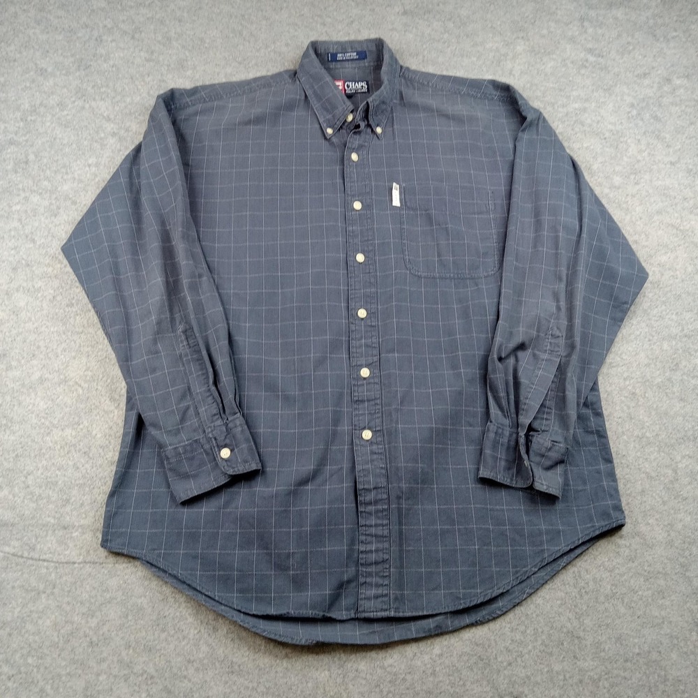 Chaps‎ Ralph Lauren Shirt Mens Large Blue Plaid Button Front Long Sleeve Casual